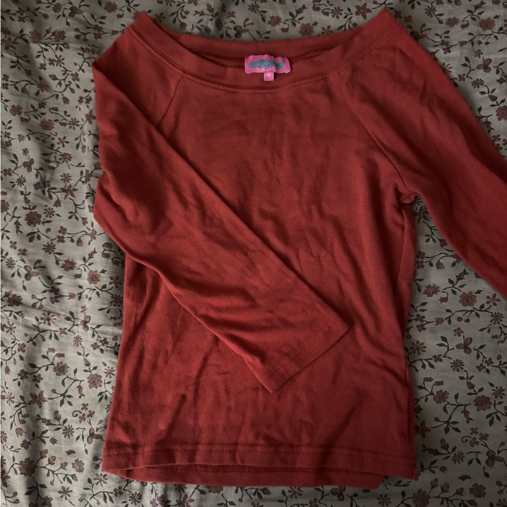 Edikted Brick Red Boatneck Long Sleeve Top